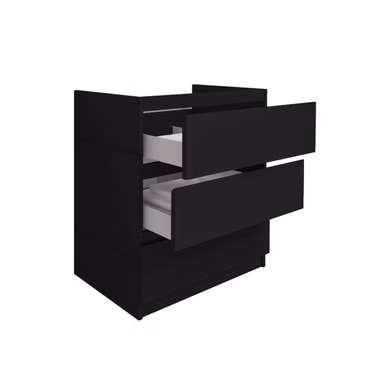 BELVIT Waschbeckenunterschrank Badezimmerschrank 3 Schubladen 80 cm schwarz matt MDF Softclose