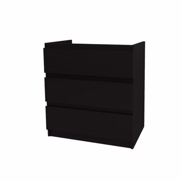 BELVIT Waschbeckenunterschrank Badezimmerschrank 3 Schubladen 80 cm schwarz matt MDF Softclose
