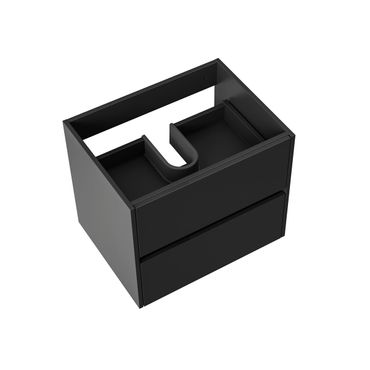 Waschtischunterschrank 59,5 × 50 × 45 cm Mattschwarz mit 2 Schubladen – grifflos Softclose