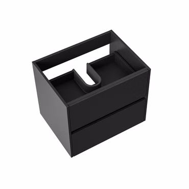 Waschtischunterschrank 59,5 × 50 × 45 cm Mattschwarz mit 2 Schubladen – grifflos Softclose