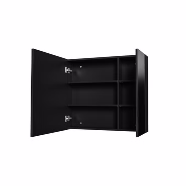 Spiegelschrank 60 × 70 × 15 cm Mattschwarz mit 2 Türen und Einlegeböden