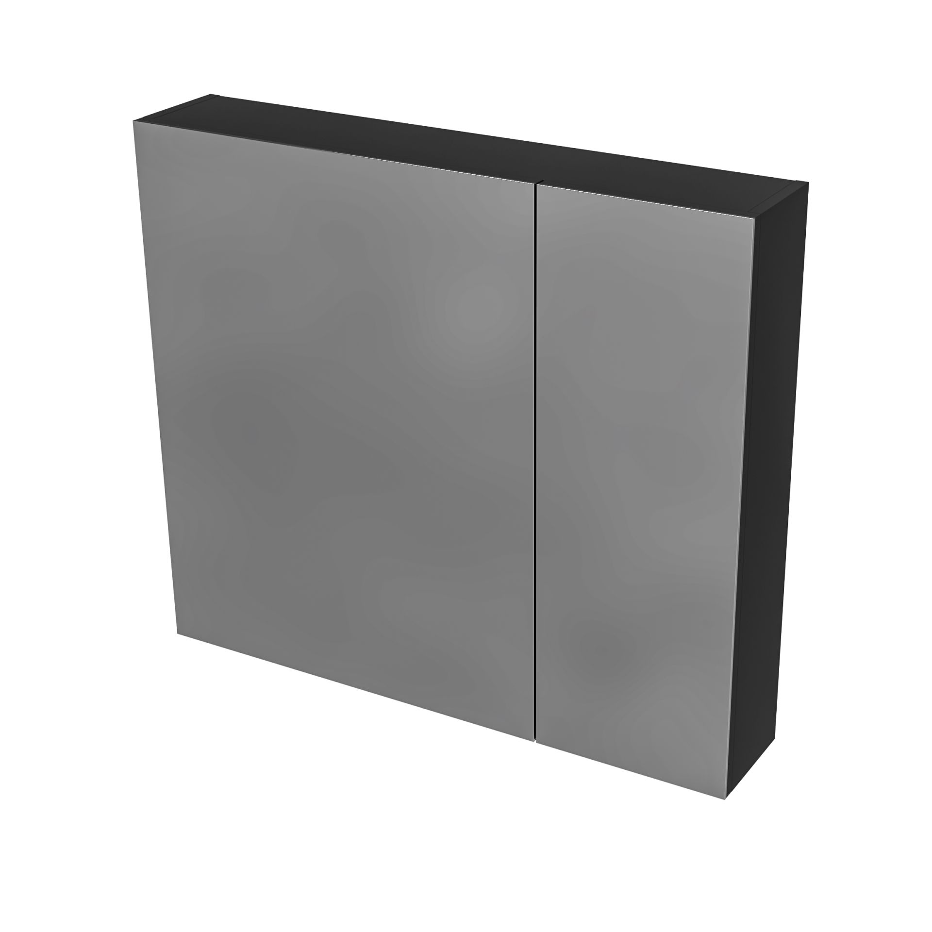 BELVIT DRAVA Spiegelschrank 80×70 cm Mattschwarz mit 2 einseitigen Spiegeltüren