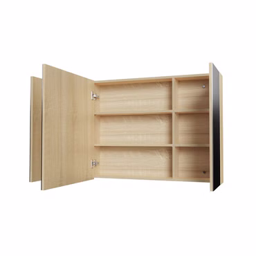 BELVIT DRAVA Spiegelschrank Bad 120x70 cm Eiche 3 Türen 6 Böden Softclose