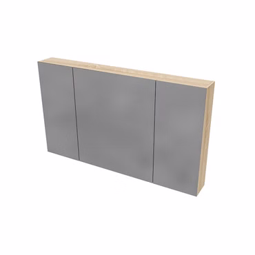 BELVIT DRAVA Spiegelschrank Bad 120x70 cm Eiche 3 Türen 6 Böden Softclose