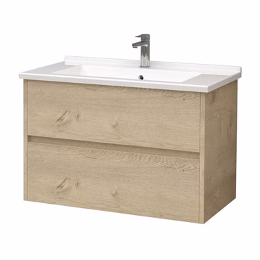 BELVIT DRAVA Waschbeckenunterschrank Waschtisch 120 cm Eiche 2 Schubladen Softclose grifflos Badezimmer
