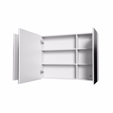 BELVIT DRAVA Spiegelschrank Bad 120x70 cm Weiß glänzend 3 Türen 6 Böden Softclose