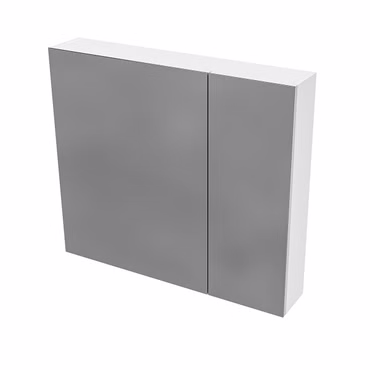 BELVIT DRAVA Spiegelschrank Bad 80x70 cm Weiß glänzend 2 Türen 4 Böden Softclose