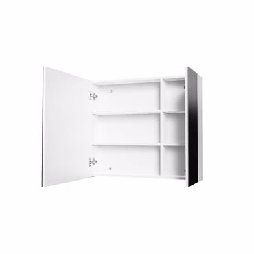 BELVIT DRAVA Spiegelschrank Bad 80x70 cm Weiß glänzend 2 Türen 4 Böden Softclose