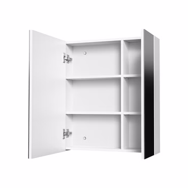 Spiegelschrank Weiß Glänzend 60x70cm 2 Türen Softclose grifflos