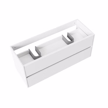 BELVIT DRAVA Waschbeckenunterschrank Waschtisch 120 cm Weiß glänzend 2 Schubladen Softclose grifflos Badezimmer