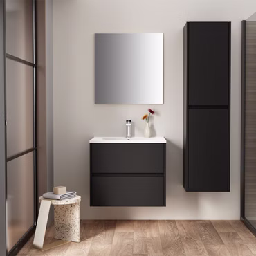 Belvit Spiegel Mattschwarz 57x60cm Modernes Design Inkl. Montagematerial