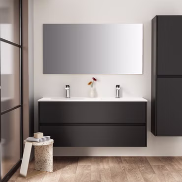 Belvit Spiegel Mattschwarz 60x76cm Moderner Badspiegel Inkl. Montagezubehör