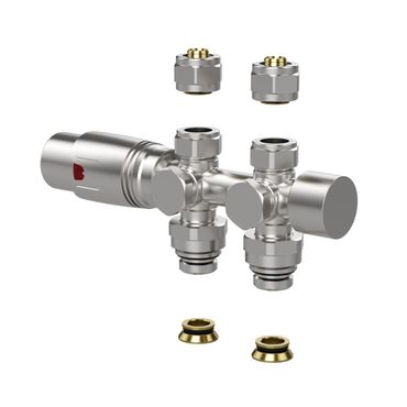 Belvit Design Heizkörperventil Thermostat Edelstahl gebürstet für Wand- und Bodenanschluss 1/2M x 16/2 M30