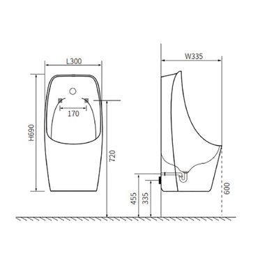 BELVIT Urinal mit Sensor Rückwandanschluss Keramik Weiß glänzend 30x69x33,5 cm