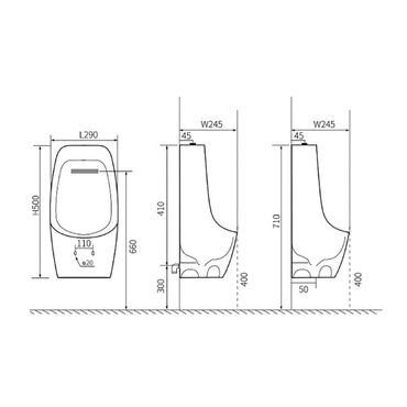 Belvit Urinal Keramik Weiß Glänzend 29x50x24,5 cm Oberer Zulauf Modernes Design