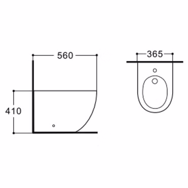 BELVIT Standbidet Keramik Weiß Glänzend 36,5x41x56 cm Ohne Armatur und Sitz Bodenmontage