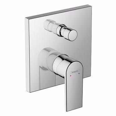 Duschset mit Hansgrohe Vernis Shape Unterputz Wannenmischer und Belvit Regendusche 30x30 cm Handbrause Wandanschlussbogen Chrom