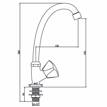 Aloni Kaltwasserhahn mit Drehgriff 1/2" Chrom