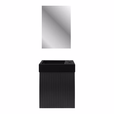 Belvit Waschtischunterschrank 40x50x22,3cm MDF schwarze Eiche Türanschlag rechts