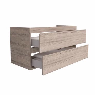 BELVIT ARONA Waschbeckenunterschrank Badezimmer Waschtischunterschrank 100cm hängend 2 Schubladen Softclose Helles Holz