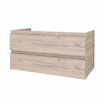 BELVIT ARONA Waschbeckenunterschrank Badezimmer Waschtischunterschrank 100cm hängend 2 Schubladen Softclose Helles Holz