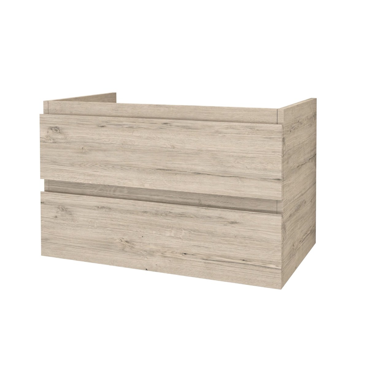 BELVIT ARONA Waschbeckenunterschrank Badezimmer Waschtischunterschrank 80cm hängend 2 Schubladen Softclose Helles Holz-BELVIT ARONA