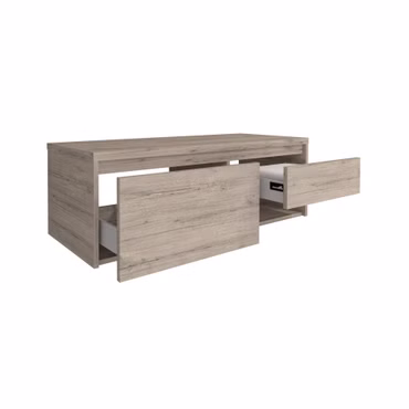 BELVIT TOCANTINS Waschbeckenunterschrank Badezimmer Waschtischunterschrank 120cm helles Holz 2 Schubladen Softclose mit offenem Fach