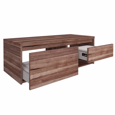 BELVIT Waschbeckenunterschrank Badezimmer Waschtischunterschrank 120cm Eiche 2 Schubladen Softclose mit offenem Fach