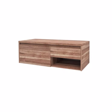 BELVIT Waschbeckenunterschrank Badezimmer Waschtischunterschrank 120cm Eiche 2 Schubladen Softclose mit offenem Fach