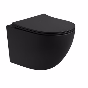 BELVIT Wandhängendes WC Tornado Flush Randlos mit Softclose Sitz Kompakt Mattschwarz