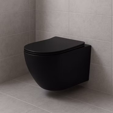 BELVIT Wandhängendes WC Tornado Flush Randlos mit Softclose Sitz Kompakt Mattschwarz