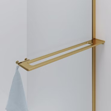 BELVIT Walk In begehbare Dusche 100x200cm Klarglas Gold abgerundet mit Handtuchhalter