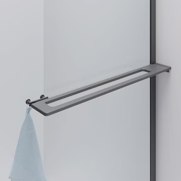 BELVIT Walk In begehbare Dusche 100x200cm Klarglas Grau abgerundet mit Handtuchhalter
