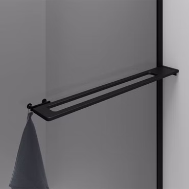 BELVIT Walk In begehbare Dusche 100x200cm Klarglas Mattschwarz abgerundet mit Handtuchhalter