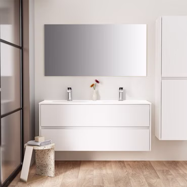 BELVIT Drava Spiegel 118x60 cm Weiß Glänzend Badspiegel Wandspiegel für Badezimmer