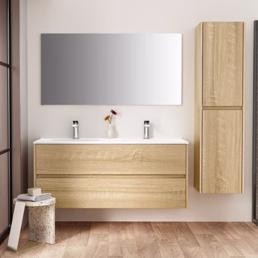 BELVIT Drava Spiegel 118x60 cm Eiche Badspiegel Wandspiegel für Badezimmer