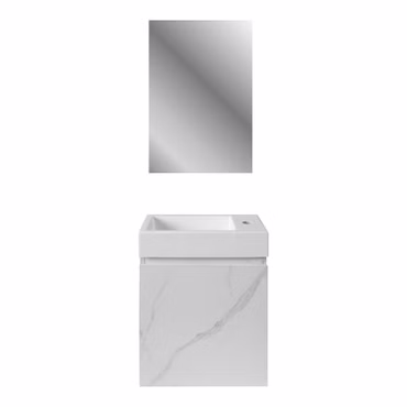BELVIT Minari Toilettenspiegel 60x40 cm Weißer Marmor Spiegel mit Rahmen Badspiegel
