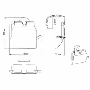 BELVIT Toilettenpapierhalter mit Abdeckung Chrom aus Edelstahl rostfrei