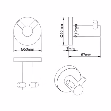 BELVIT Doppelter Wandhaken Chrom Messing Handtuchhaken Handtuchhalter
