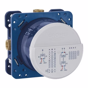 Duschset GROHE SmartControl Unterputzmischer Rapido Einbaukörper Chrom eckig mit Regendusche Handbrause Wandanschlussbogen