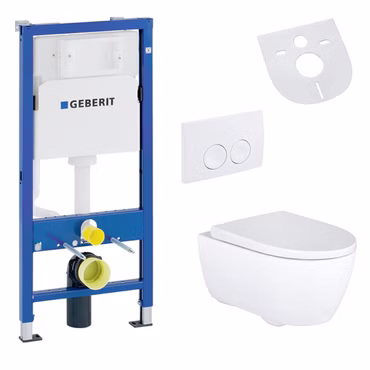 Geberit iCon WC-Komplettset Rimfree Wand-WC mit UP100 Vorwandelement, Betätigungsplatte und Schallschutz