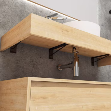 BELVIT LINUVA Waschtischunterschrank 120 cm Safir Holzoptik Doppel-Unterschrank Set MDF Wandmontage Badezimmer Möbel modern