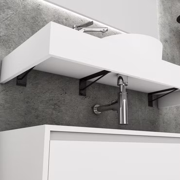 BELVIT LINUVA Waschtischunterschrank 120 cm Matt Weiß Doppel-Unterschrank Set MDF Wandmontage Badezimmer Möbel modern