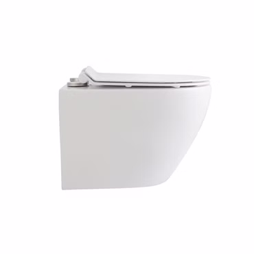 BELVIT Wand-WC Spülrandlos D-Form mit Absenkautomatik Soft-Close Sitz 49cm glänzend weiß