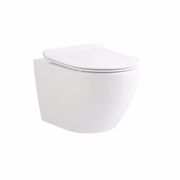BELVIT Wand-WC Spülrandlos D-Form mit Absenkautomatik Soft-Close Sitz 49cm glänzend weiß