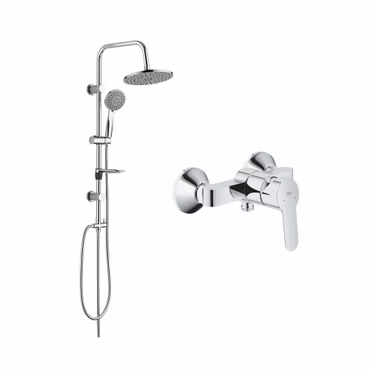 GROHE BauEdge Dusch Set mit Einhand-Brausebatterie und Aloni Regendusche chrom