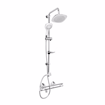 GROHE Precision Flow Dusch Set mit Thermostat und Aloni Rain Bianco Regendusche chrom