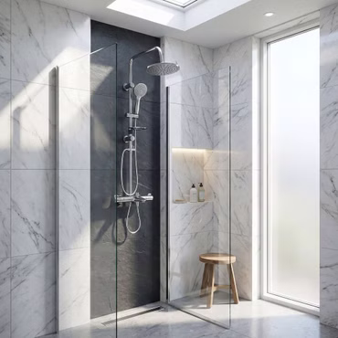 GROHE Grohtherm 800 Dusch Set mit Thermostat-Wannenarmatur und Aloni Regendusche chrom