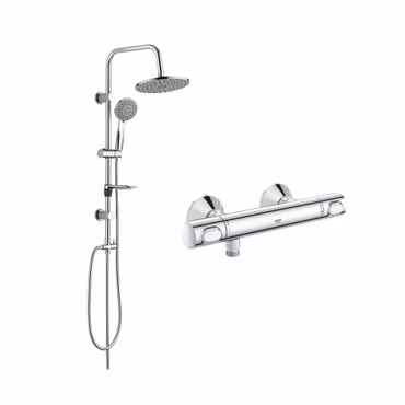 GROHE Precision Flow Dusch Set mit Thermostat Aloni Regendusche und Handbrause chrom