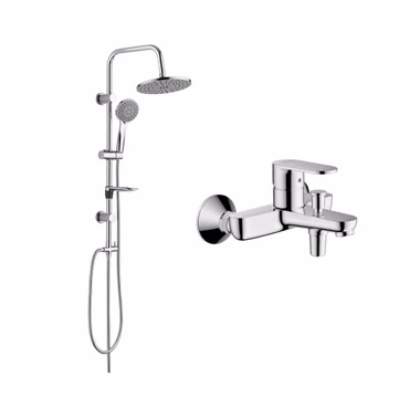 Dusch Set mit Hansgrohe Vernis Blend Wannenmischer und Belvit Rain Bianco Regendusche chrom